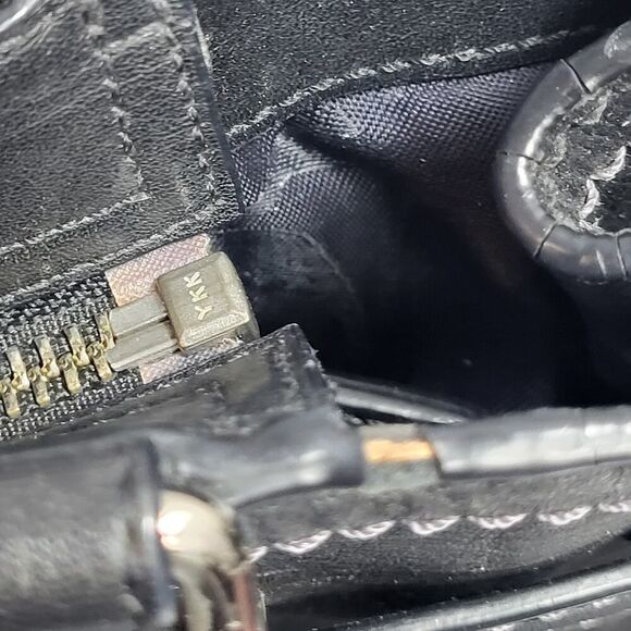 Coach Hampton Black Leather Satchel Top Double Handle Bag Dog Leash Clip F08A70 - Picture 15 of 15